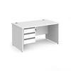 Dams International Straight Desk with White MFC Top and Silver Frame Panel Legs and 3 Lockable Drawer Pedestal Contract 25 1400 x 800 x 725mm