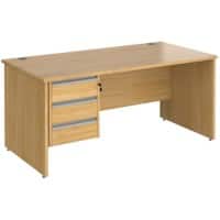 Dams International Straight Desk with Oak Coloured MFC Top and Silver Frame Panel Legs and 3 Lockable Drawer Pedestal Contract 25 1600 x 800 x 725mm