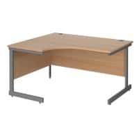 Dams International Contract 25 Left Hand Ergonomic Desk with Beech Coloured MFC Top and Graphite Frame Cantilever Legs 1,400 x 1,200 x 725 mm