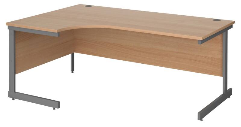 Dams International Contract 25 Left Hand Ergonomic Desk with Beech Coloured MFC Top and Graphite Frame Cantilever Legs 1,800 x 1,200 x 725 mm