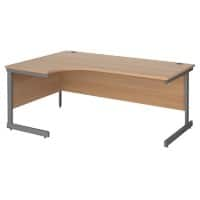 Dams International Contract 25 Left Hand Ergonomic Desk with Beech Coloured MFC Top and Graphite Frame Cantilever Legs 1,800 x 1,200 x 725 mm