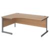 Dams International Contract 25 Left Hand Ergonomic Desk with Beech Coloured MFC Top and Graphite Frame Cantilever Legs 1,800 x 1,200 x 725 mm