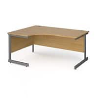 Dams International Left Hand Ergonomic Desk with Oak Coloured MFC Top and Graphite Frame Cantilever Legs Contract 25 1600 x 1200 x 725 mm