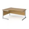 Dams International Left Hand Ergonomic Desk with Oak Coloured MFC Top and Silver Frame Cantilever Legs Contract 25 1600 x 1200 x 725 mm