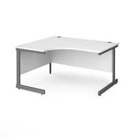 Dams International Left Hand Ergonomic Desk with White MFC Top and Graphite Frame Cantilever Legs Contract 25 1400 x 1200 x 725 mm