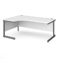 Dams International Left Hand Ergonomic Desk with White MFC Top and Graphite Frame Cantilever Legs Contract 25 1800 x 1200 x 725 mm