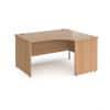 Dams International Right Hand Ergonomic Desk with Beech Coloured MFC Top and Silver Panel Ends and Silver Frame Corner Post Legs Contract 25 1400 x 1200 x 725 mm