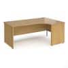 Dams International Right Hand Ergonomic Desk with Oak Coloured MFC Top and Silver Panel Ends and Silver Frame Corner Post Legs Contract 25 1800 x 1200 x 725 mm