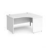 Dams International Right Hand Ergonomic Desk with White MFC Top and Graphite Panel Ends and Silver Frame Corner Post Legs Contract 25 1400 x 1200 x 725 mm