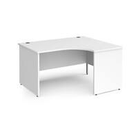 Dams International Right Hand Ergonomic Desk with White MFC Top and Silver Panel Ends and Silver Frame Corner Post Legs Contract 25 1400 x 1200 x 725 mm