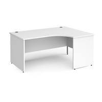 Dams International Right Hand Ergonomic Desk with White MFC Top and Silver Panel Ends and Silver Frame Corner Post Legs Contract 25 1600 x 1200 x 725 mm