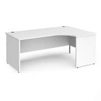 Dams International Right Hand Ergonomic Desk with White MFC Top and Silver Panel Ends and Silver Frame Corner Post Legs Contract 25 1800 x 1200 x 725 mm