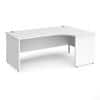 Dams International Right Hand Ergonomic Desk with White MFC Top and Silver Panel Ends and Silver Frame Corner Post Legs Contract 25 1800 x 1200 x 725 mm