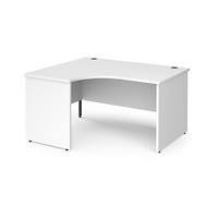 Dams International Left Hand Ergonomic Desk with White MFC Top and Graphite Panel Ends and Silver Frame Corner Post Legs Contract 25 1400 x 1200 x 725 mm
