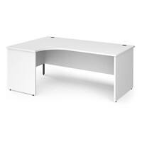 Dams International Left Hand Ergonomic Desk with White MFC Top and Graphite Panel Ends and Silver Frame Corner Post Legs Contract 25 1800 x 1200 x 725 mm