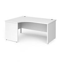 Dams International Left Hand Ergonomic Desk with White MFC Top and Silver Panel Ends and Silver Frame Corner Post Legs Contract 25 1600 x 1200 x 725 mm