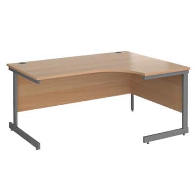 Dams International Contract 25 Right Hand Ergonomic Desk with Beech Coloured MFC Top and Graphite Frame Cantilever Legs 1,600 x 1,200 x 725 mm