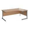 Dams International Contract 25 Right Hand Ergonomic Desk with Beech Coloured MFC Top and Graphite Frame Cantilever Legs 1,800 x 1,200 x 725 mm