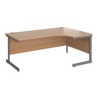 Right Hand Ergonomic Desk with Beech Coloured MFC Top and Graphite Frame Cantilever Legs Contract 25 1800 x 1200 x 725 mm