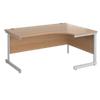 Dams International Contract 25 Right Hand Ergonomic Desk with Beech Coloured MFC Top and Silver Frame Cantilever Legs 1,600 x 1,200 x 725 mm