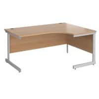 Right Hand Ergonomic Desk with Beech Coloured MFC Top and Silver Frame Cantilever Legs Contract 25 1600 x 1200 x 725 mm