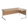Dams International Contract 25 Right Hand Ergonomic Desk with Beech Coloured MFC Top and Silver Frame Cantilever Legs 1,800 x 1,200 x 725 mm