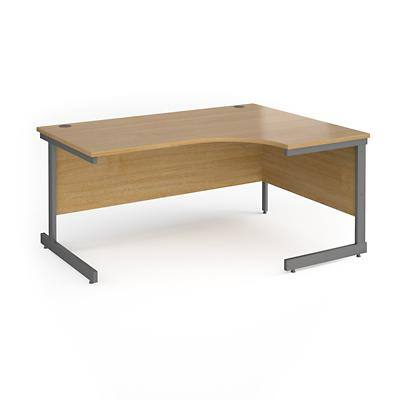 Dams International Right Hand Ergonomic Desk with Oak Coloured MFC Top and Graphite Frame Cantilever Legs Contract 25 1600 x 1200 x 725 mm