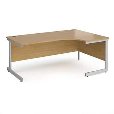 Dams International Right Hand Ergonomic Desk with Oak Coloured MFC Top and Silver Frame Cantilever Legs Contract 25 1800 x 1200 x 725 mm