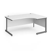Dams International Right Hand Ergonomic Desk with White MFC Top and Graphite Frame Cantilever Legs Contract 25 1600 x 1200 x 725 mm