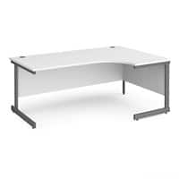 Dams International Right Hand Ergonomic Desk with White MFC Top and Graphite Frame Cantilever Legs Contract 25 1800 x 1200 x 725 mm