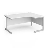 Dams International Right Hand Ergonomic Desk with White MFC Top and Silver Frame Cantilever Legs Contract 25 1600 x 1200 x 725 mm