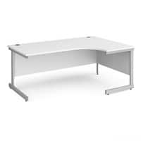Dams International Right Hand Ergonomic Desk with White MFC Top and Silver Frame Cantilever Legs Contract 25 1800 x 1200 x 725 mm