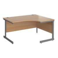 Dams International Contract 25 Right Hand Ergonomic Desk with Beech Coloured MFC Top and Graphite Frame Cantilever Legs 1,400 x 1,200 x 725 mm