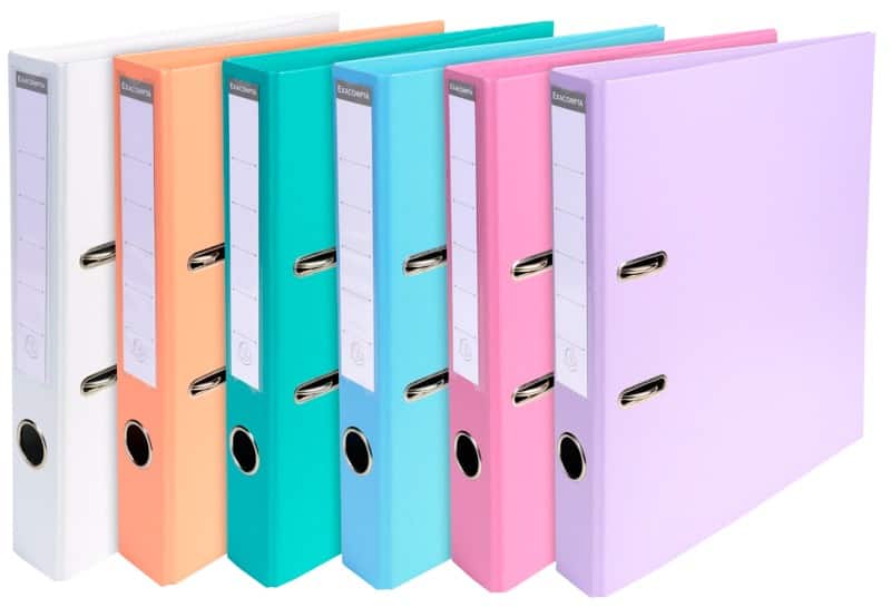 Exacompta Prem Touch Narrow Lever Arch File A4 50 mm Assorted 2 Rings 53044E Plastic Portrait  10 Pieces