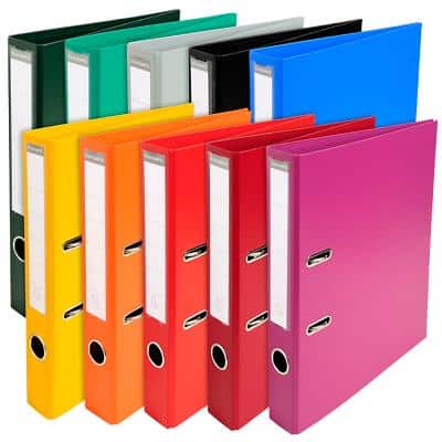 Exacompta Prem Touch Lever Arch File A4 50 mm Assorted 2 ring 53054E Cardboard, PP (Polypropylene) Portrait Pack of 10
