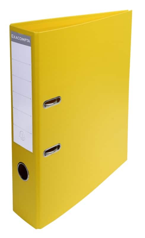 Exacompta Prem Touch Wide Lever Arch File A4 70 mm Yellow 2 Rings 53749E Plastic Portrait  10 Pieces
