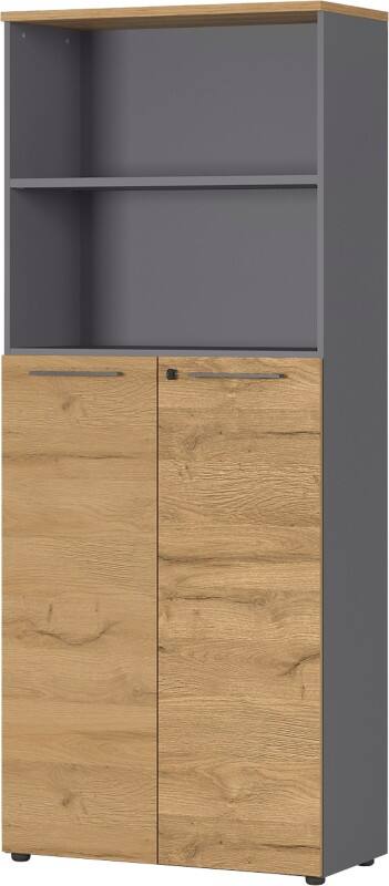 GERMANIA Melamine Cupboard Lockable 800 x 400 x 1,970 mm Brown, Graphite