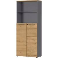 GERMANIA Melamine Cupboard Lockable 800 x 400 x 1,970 mm Brown, Graphite