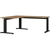 GERMANIA Rectangular Height Adjustable Desk Set Oak Grandson Oak, Black Melamine 1,600 x 1,930 mm
