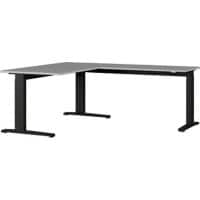 GERMANIA Height Adjustable Left Hand Corner Desk Rectangular Melamine Light Grey C-Foot 1,600 x 1,930 mm