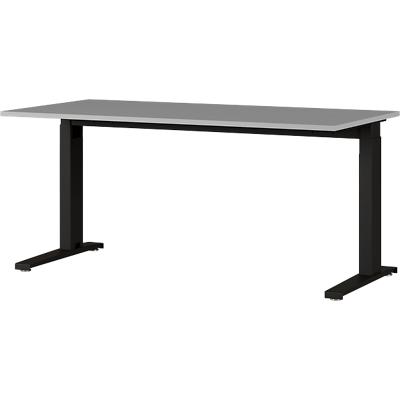 GERMANIA Height Adjustable Desk Rectangular Melamine Black C-Foot 1,600 x 800 mm
