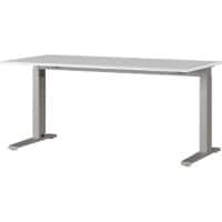 GERMANIA Height Adjustable Desk Rectangular Melamine Silver C-Foot 1,600 x 800 mm
