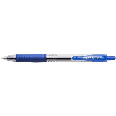 Pilot G-2 07 Retractable Rollerball Pen Grip Medium 0.4 mm Blue Pack of 12