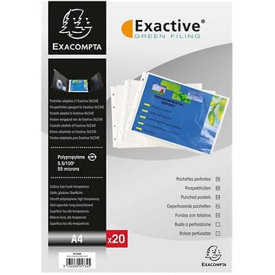 Exacompta Punched Pockets A4 Landscape Clear 55 Micron Pack of 100