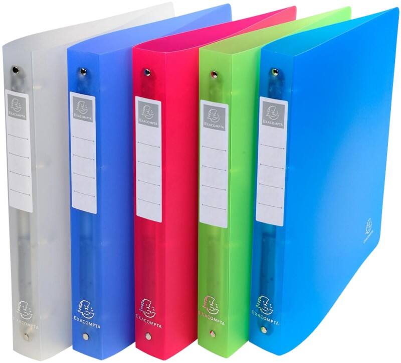 Exacompta Chromaline 30 mm Ring Binder PP (Polypropylene) A4 4 Rings Assorted 51359E Pack of 10