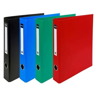 Exacompta Ring Binder with Label on Spine 51640E PVC, PU Covered Cardboard A4+ 4 ring Assorted Pack of 15