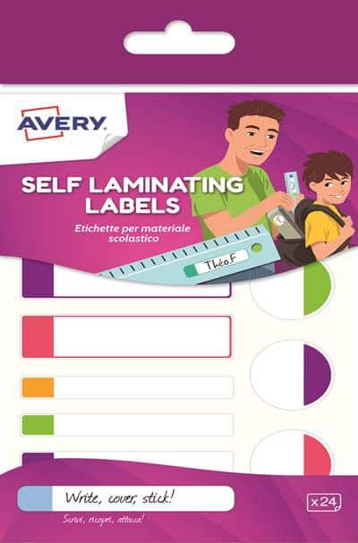 Avery Self-laminating Labels APFLUO24.UK Adhesive A6 Assorted 17 x 86 mm Pack of 24