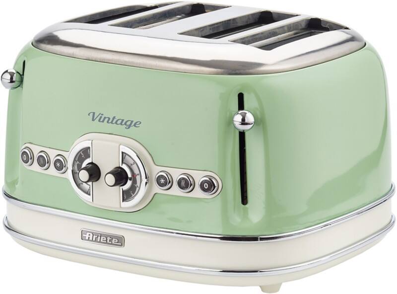 Ariete Toaster 4 Slices Stainless Steel Vintage 1600W Green