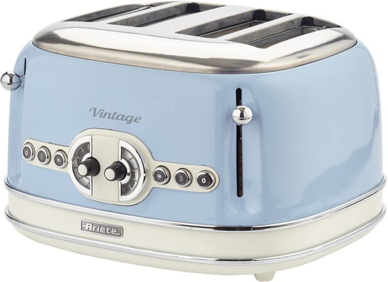 Ariete Toaster 4 Slices Stainless Steel Vintage 1600W Blue