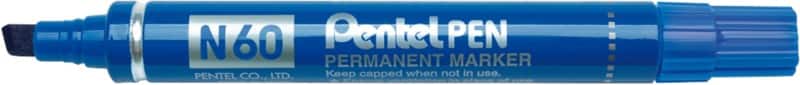 Pentel N60 Permanent Marker  Medium Chisel 3.9 - 5.7 mm Blue Water-Resistant Pack of 12